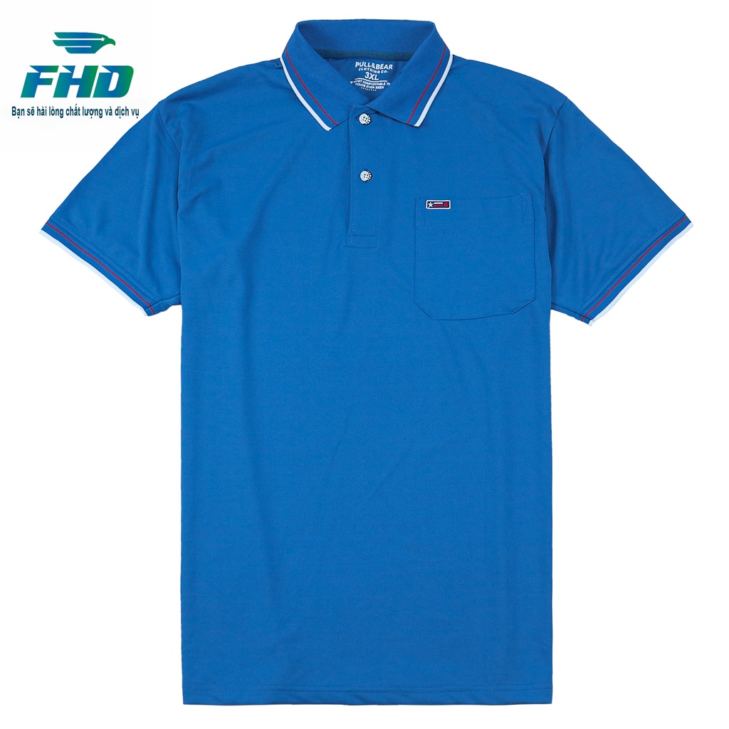 Áo thun polo nam trung niên ngắn tay có cổ có túi sọc cổ có form to có size dành cho người 90kg FHDA015_5