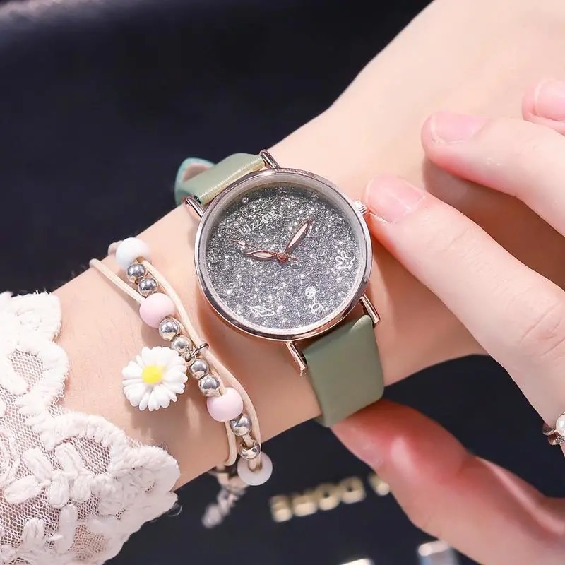 Đồng hồ đeo tay nữ mặt trời sao lấp lánh gradient chống nước lãng mạn thường ngày (hộp và vòng tay bán lẻ)