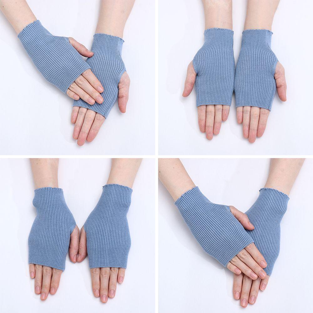 Găng Tay Len Dài Hở Ngón Màu Sắc Thời Trang