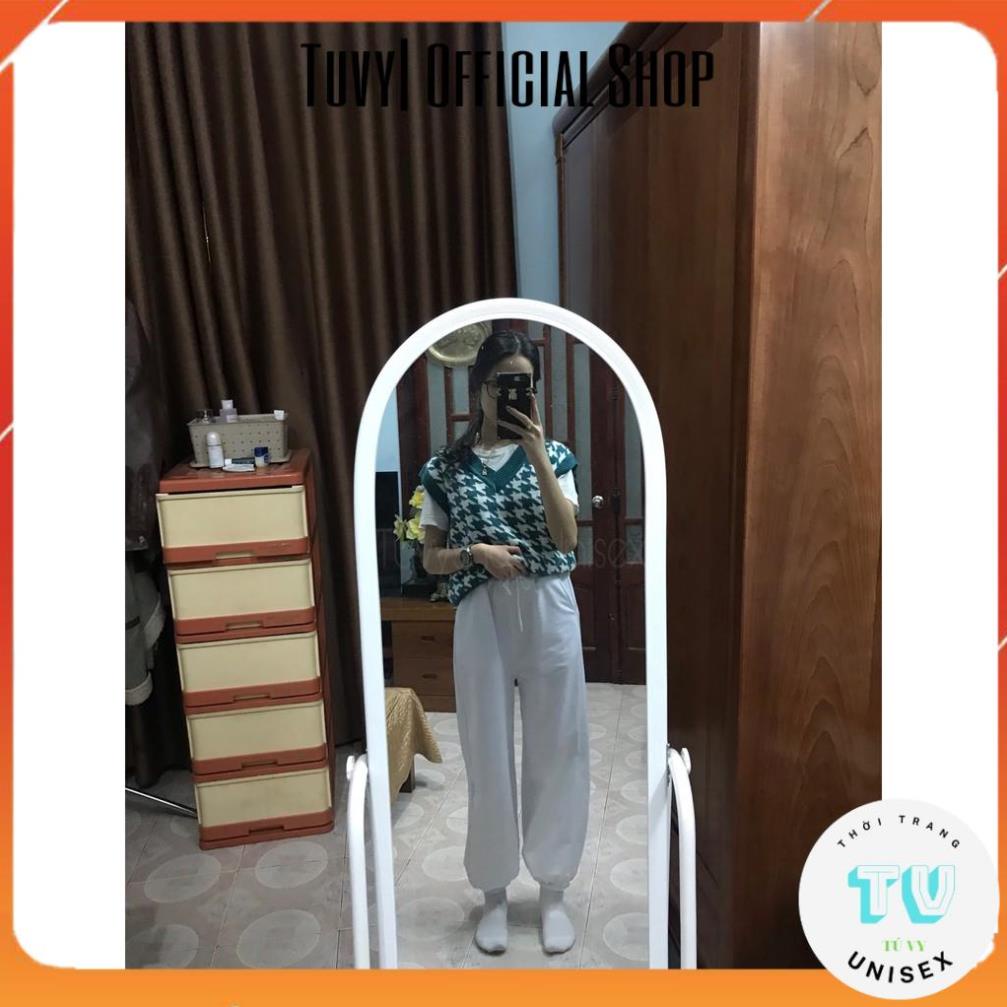 Quần bom bo ống nữ TUVYSHOP Quần Jogger TRƠN Màu Trắng Basic có size nỉ tàu mềm min 2 màu đen xám