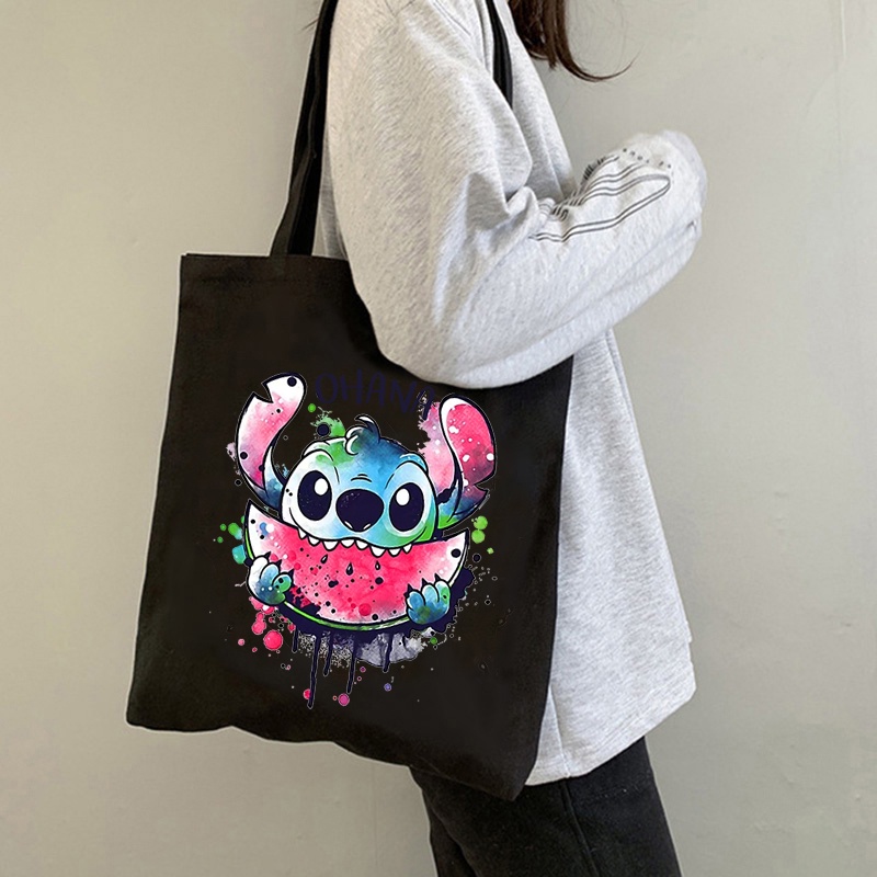 Túi Xách Canvas Cỡ Lớn In Hình Lilo Stitch Thời Trang Cho Nữ