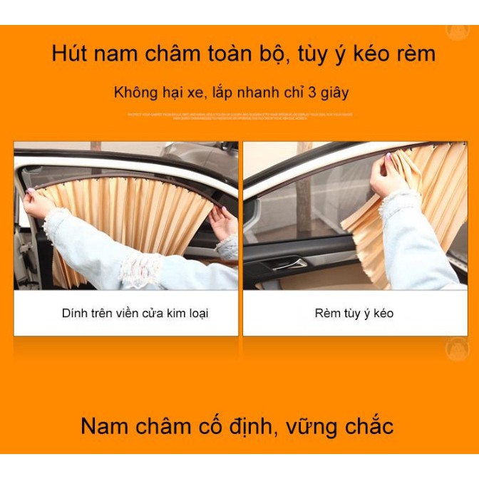 Rèm chống nắng hút nam châm trên xe ô tô (Đen 4 cửa) - Home and Garden