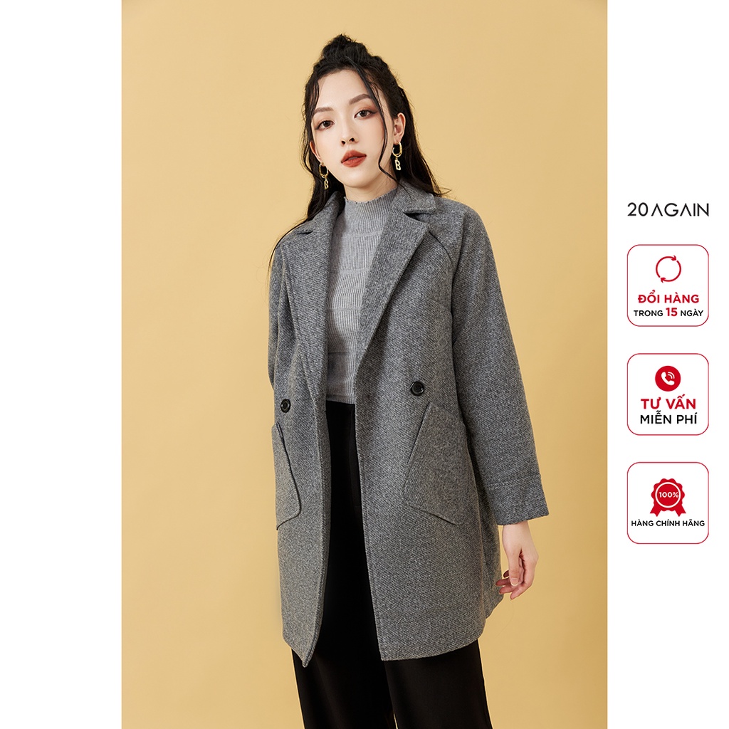 Áo khoác dạ dài 2 túi ốp - KDA1269 - 20 AGAIN
