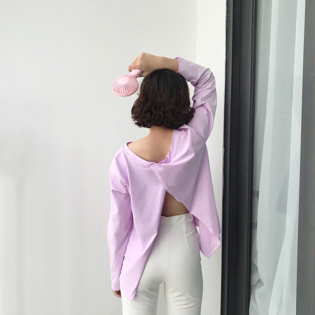 ÁO KIỂU - LOUISA TOP - ÁO TAY DÀI CẮT XẺ LƯNG - A0021