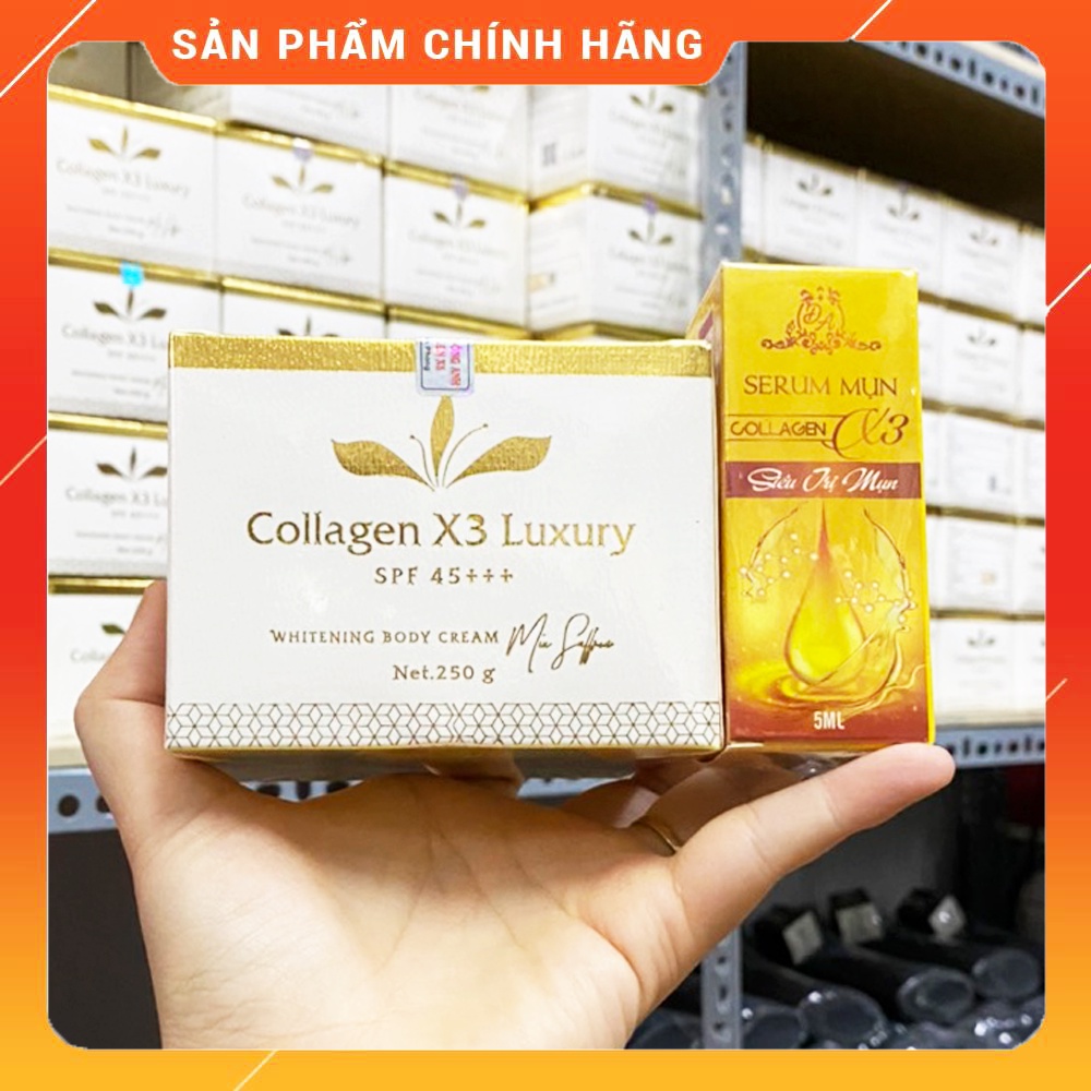 [Chính hãng] Combo Kem body Collagen X3 Luxury + Serum mụn Colagen X3 Mỹ phẩm Đông Anh