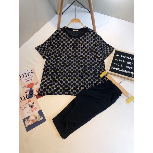 [Chuyên Sỉ] Bộ thun ngố Gucci đơn giản mà cá tính. Chất thun co dãn hình in sắc nét