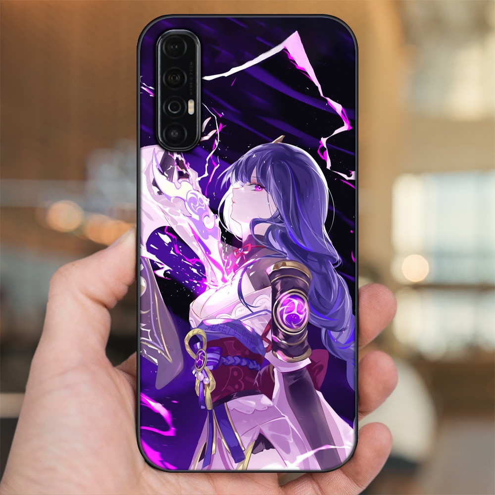 Ốp lưng Oppo Reno 3 Pro viền đen in hình Raiden Shogun Genshin Impact