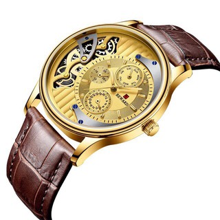 Đồng hồ phong cánh nam dây da mặt kính chống xước Reward