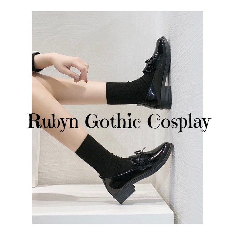 [Sẵn]  Giày Búp Bê Lolita Oxford da bóng phối nơ nhỏ xinh xắn ( Size 35 - 40 )