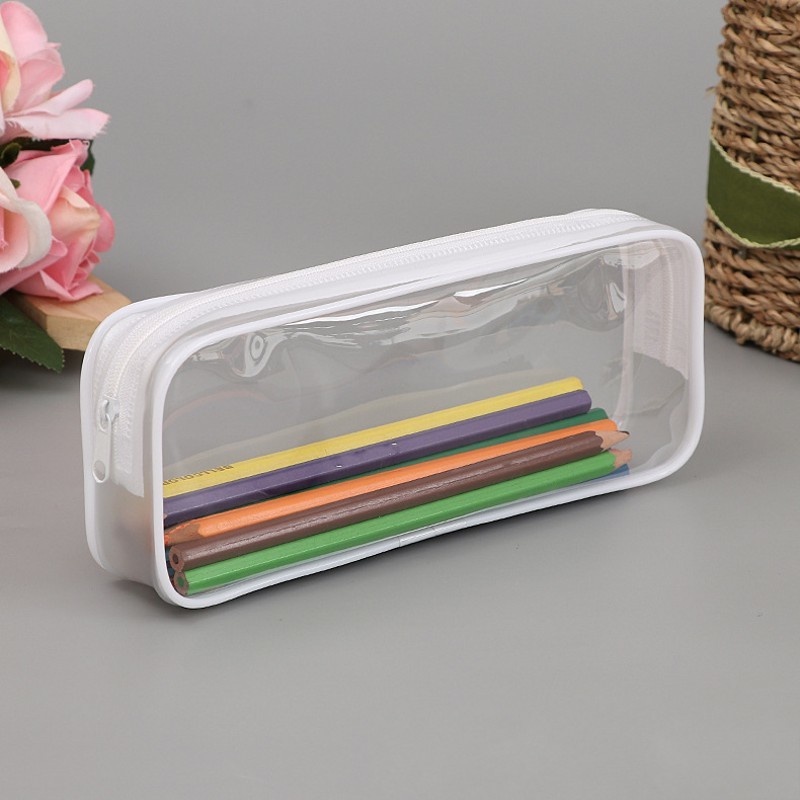 1 Túi Đựng Bút Bằng Pvc Trong Suốt Có Khóa Kéo Đơn Giản Thời Trang