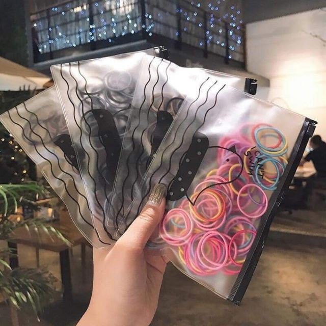 Sẵn hàng combo 10 túi 100 dây buộc tóc cho bé .