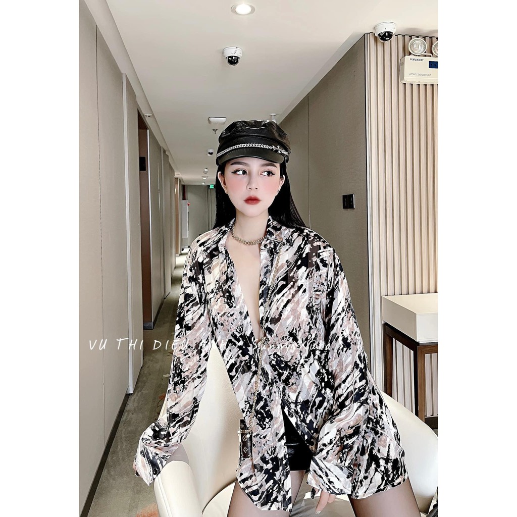 Áo sơ mi nữ 💖FREESHIP💖 Áo sơ mi loang cho nữ - Áo SƠ MI lụa loang cao cấp Size SM