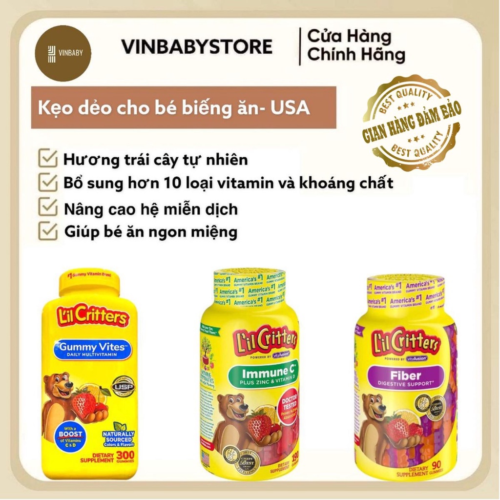 ✠✔🌟(Chính Hãng) Kẹo Dẻo Gấu Bổ Sung Vitamin Lil'Critter Gummy Vites Multivitamin Complete Cho Trẻ Từ 2t