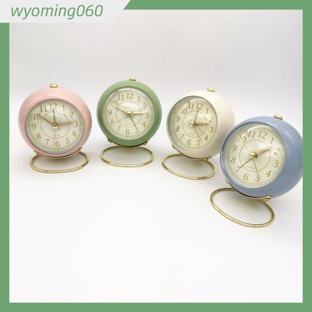 Wyoming060 Đồng hồ tròn nhỏ Cơ sở hình Câm tiếng chống ăn mòn thạch anh báo thức đầu giường với đèn ngủ cho phòng trường học