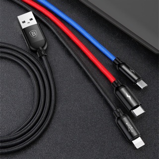 Cáp sạc ba đầu ip micro tyoe C dây dù dài 1.2m chính hãng Baseus