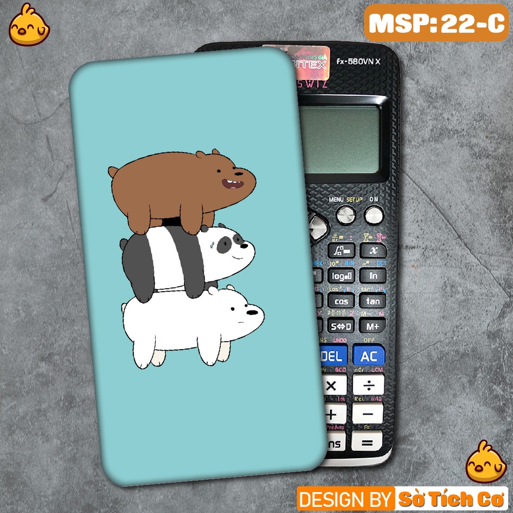 Miếng decal dán máy tính fx-570, fx-580, fx-880, Casio, Vinacal,... hình We Bare Bear MSP: 22