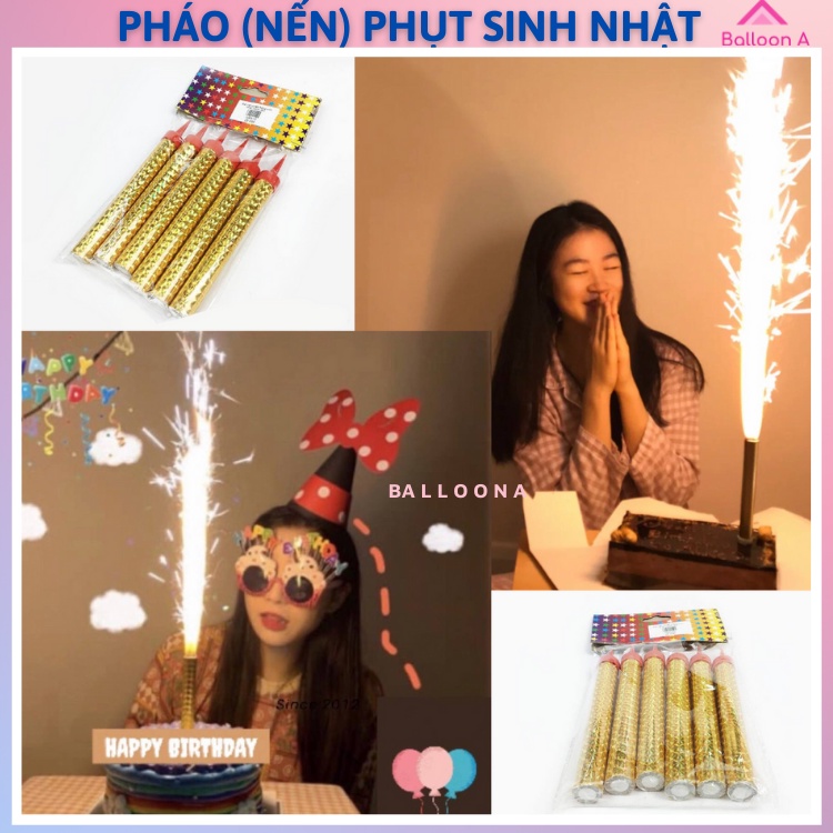 Pháo bông phụt, nến sáng cắm bánh sinh nhật, cầm tay loại tốt
