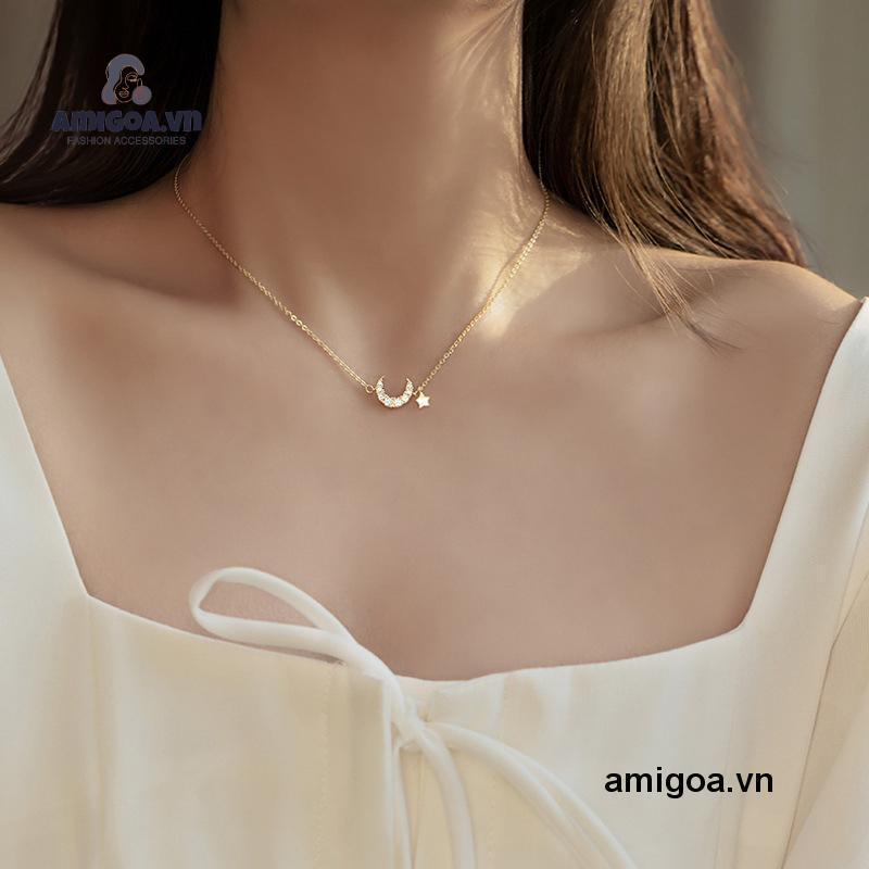 ✨✨vòng cổ Mặt Hình Ngôi Sao Và Mặt Trăng Đính Đá Thời Trang Cho Nữ