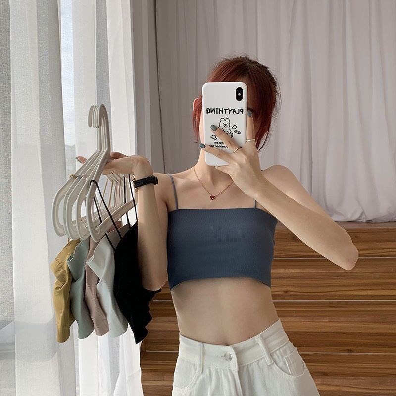 Áo Bra Đúc Su Trơn Quây 2 Dây Gân Tăm Có Đệm Ngực Tông màu Pastel ,Chất Liệu Thun Lạnh 078