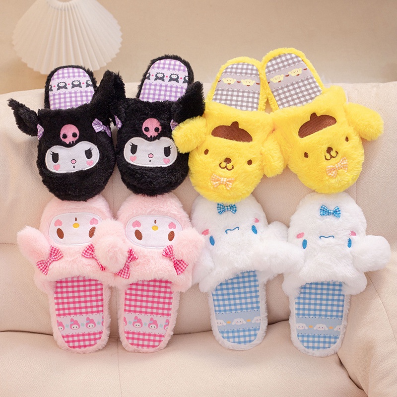 SANRIO Dép Bông Đi Trong Nhà Chống Trượt Hình Cinnamoroll Kuromi Purin Đáng Yêu Cho Bé
