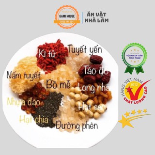  Set Chè Dưỡng Nhan Tuyết Yến Nhựa Đào 12 Vị Thanh Mát Loại 1 Túi Zip 400gr