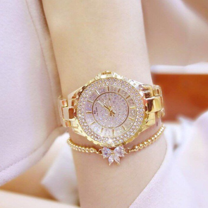 Đồng hồ nữ BeeSister viền đá mặt xoay dây kim loại đặc + Tặng hộp đồng hồ sang trọng | BigBuy360 - bigbuy360.vn