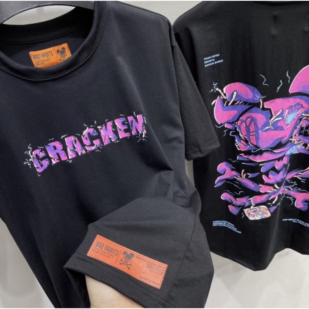 Áo Thun Cracken người máy Nam nữ Áo thun tay lỡ vải cotton