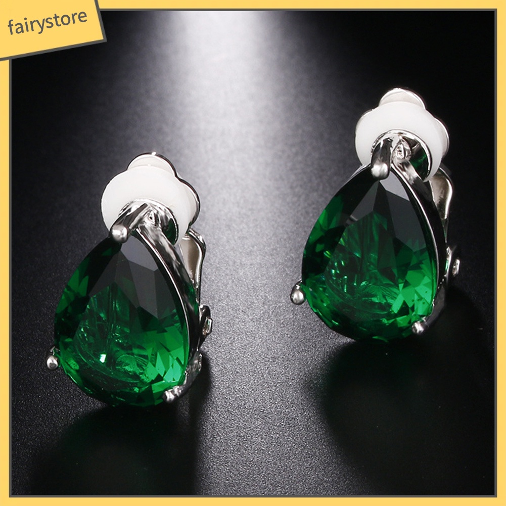 Bông Tai Đính Đá Hình Giọt Nước Thời Trang Cho Nữ