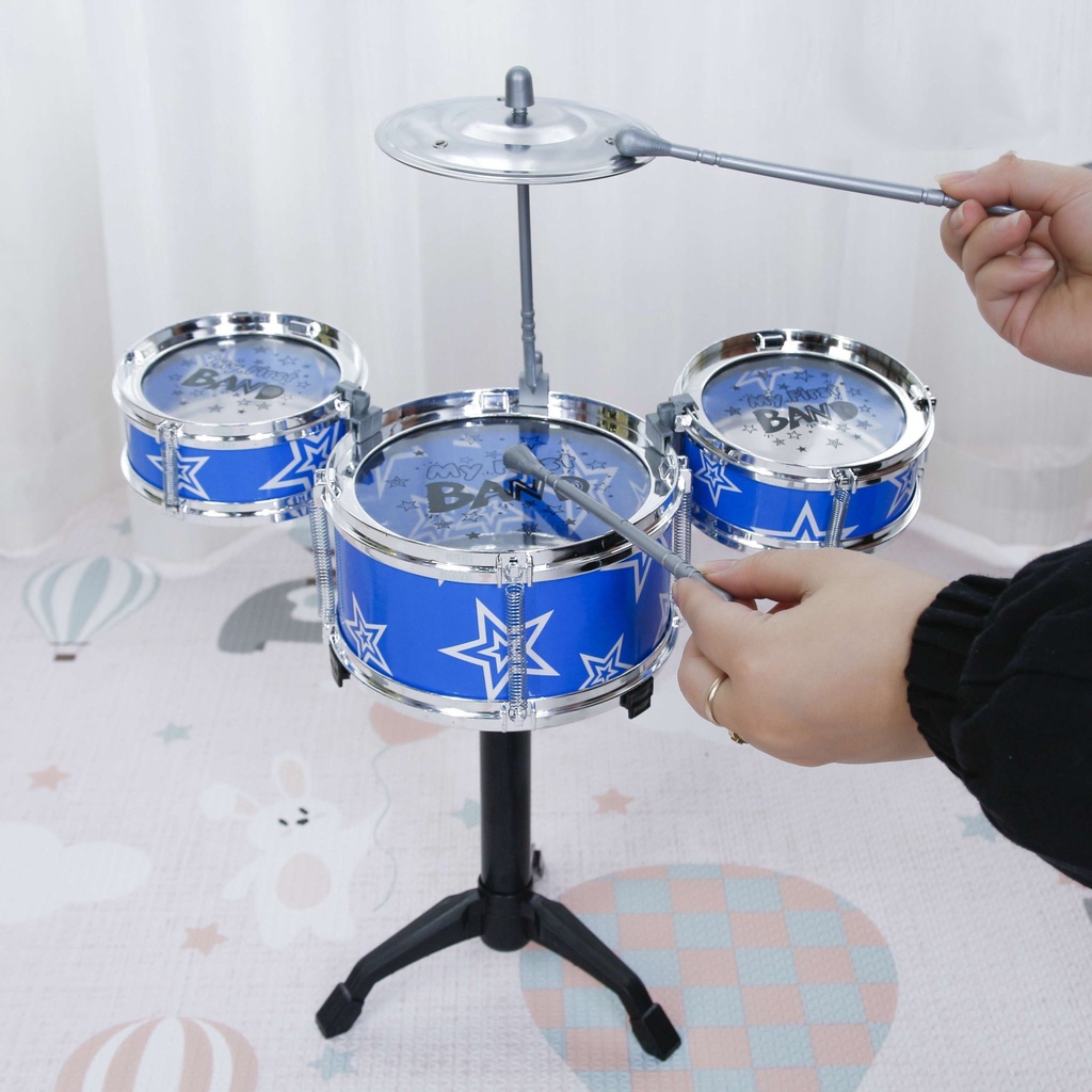 [ẢNH THẬT + VIDEO] Bộ trống Jazz Drum cho bé Toyshouse - Nhạc cụ, âm nhạc cho bé yêu 3303 màu xanh