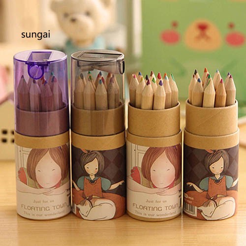 Bộ 12 bút chì màu chuyên dụng dùng vẽ tranh tiện lợi ☆SG☆