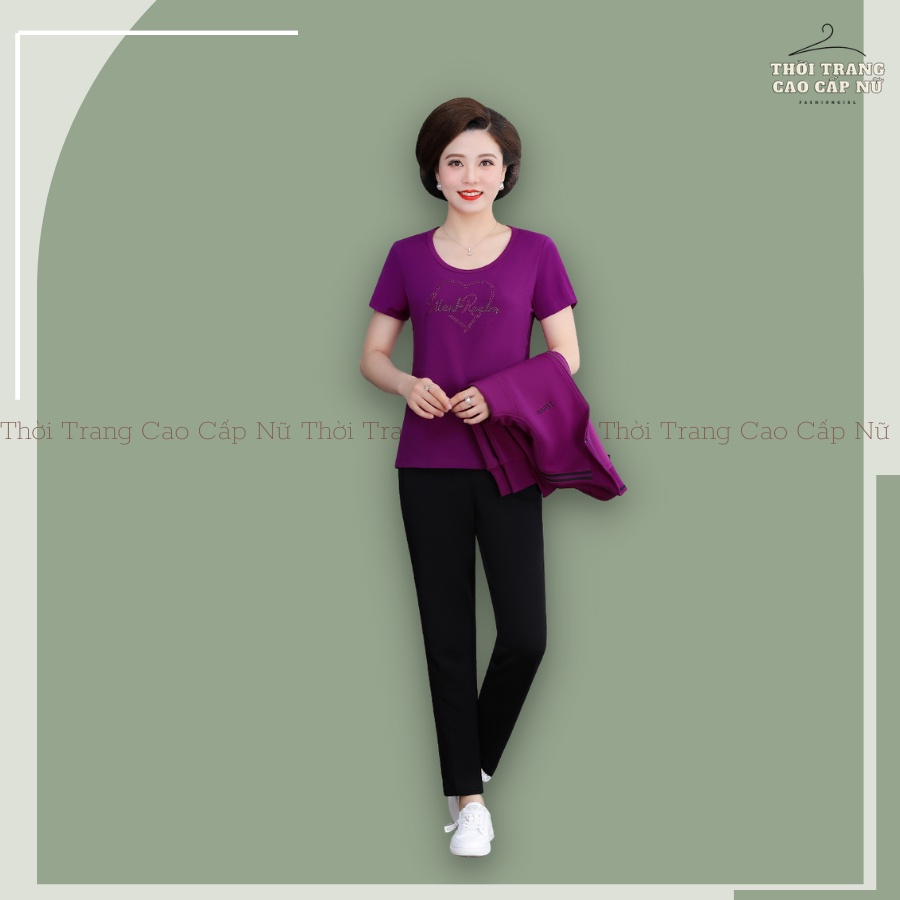 Bộ Thu Đông Nữ Bộ Nỉ Da Cá Dày Dặn, Bộ Mặc Nhà Trung Niên Dành Cho Bà Cho Mẹ Bigsize Màu Xanh Than Và Ghi TN25