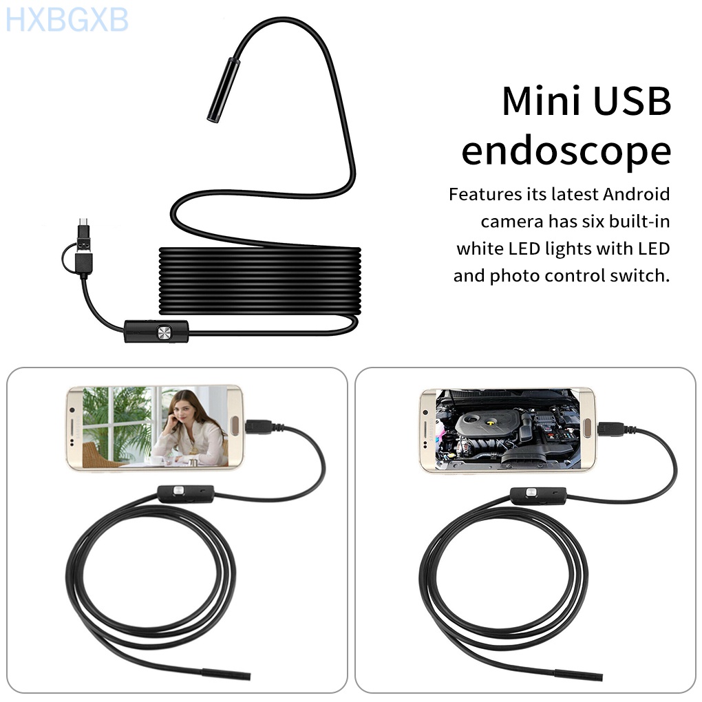 HXBG Endoscope Camera Phone USB Inspection Camera Computer IP67 Waterproof 5.5mm LED Endoscope, 1m