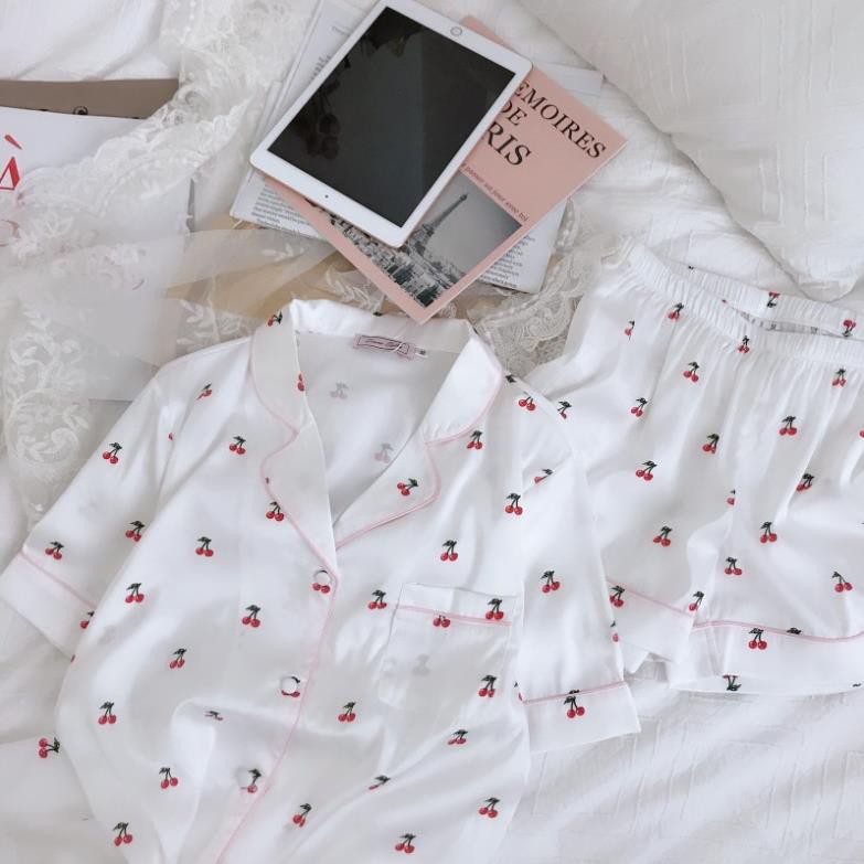 Pijama Mặc Nhà Bộ đồ ngủ  lụa satin cao cấp chất mát hoạ tiết trái cây 4 màu mùa hè 2021 | BigBuy360 - bigbuy360.vn