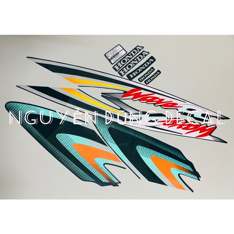 Nguyên bộ tem  Wave anpha  màu nhớt đời 2001_ Nguyễn Dũng Decal