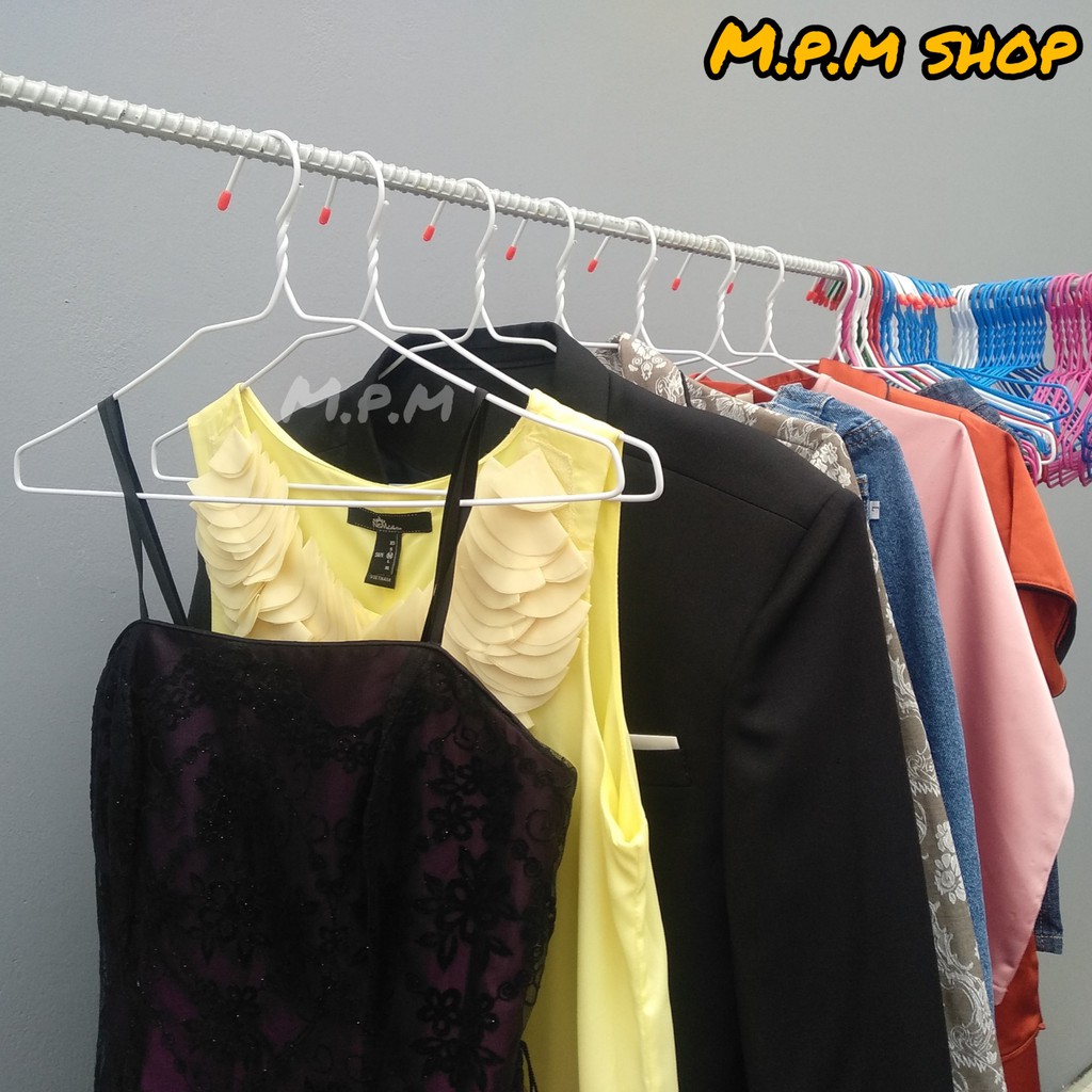 Móc áo cao cấp PM - loại mỏng 10 cái/set   Móc áo thép phủ nhựa PP chống ăn mòn.