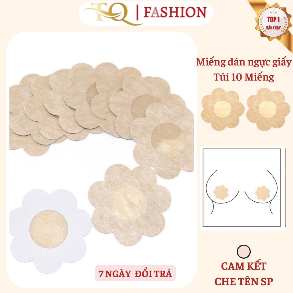Miếng dán ti ngực giấy, Túi 10 miếng dán ngực chống lộ ti khoe vòng 1 quyến rủ alohashop91