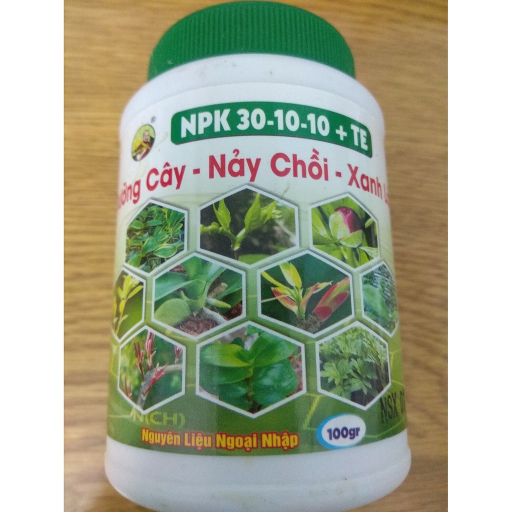 Phân bón vi lượng NPK 30-10-10+TE dưỡng cây-nảy chồi- xanh lá - bomax chai 100 gram