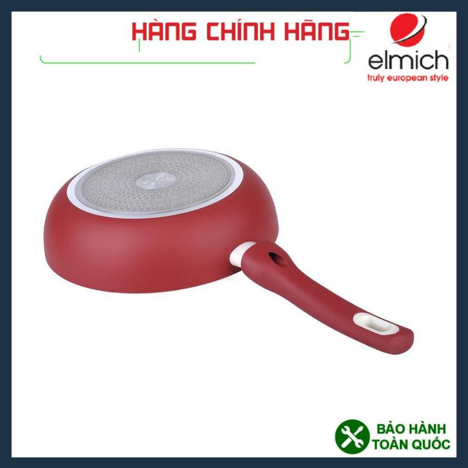 Chảo chống dính Elmich 20cm, chảo chống dính sâu lòng màu đỏ Elmich, dùng cho mọi loại bếp