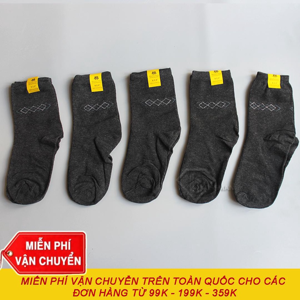 Bộ 5 Tất Vớ Nam Cổ Trung Thun Cotton mềm mại,co giãn tốt,thấm hút mồ hôi tốt, thoải mái khi mang