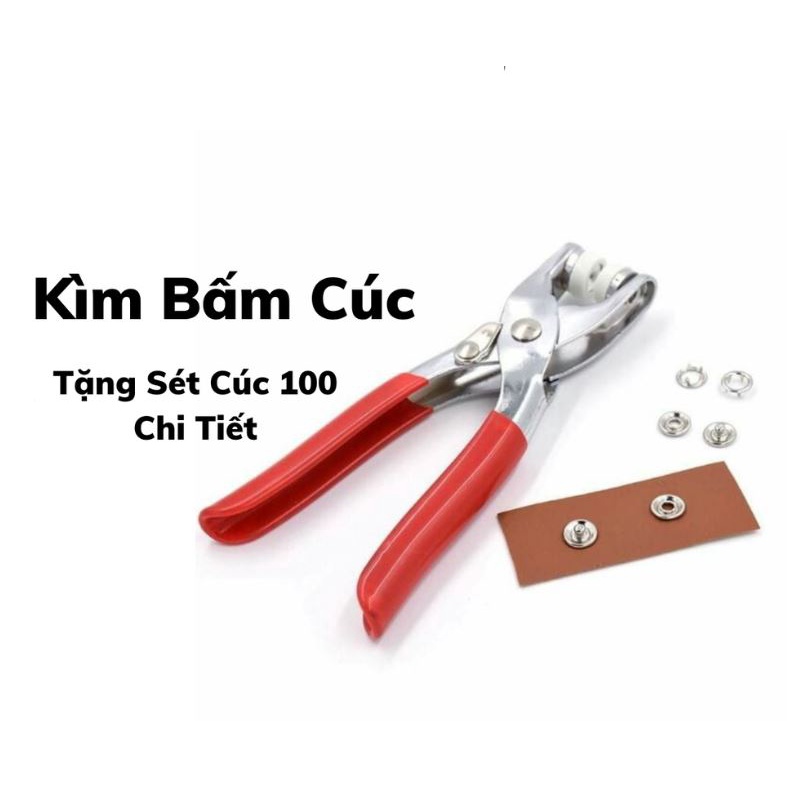 Kìm bấm cúc sắt, cúc vành 4 chi tiết đa năng - Tặng 100 chi tiết