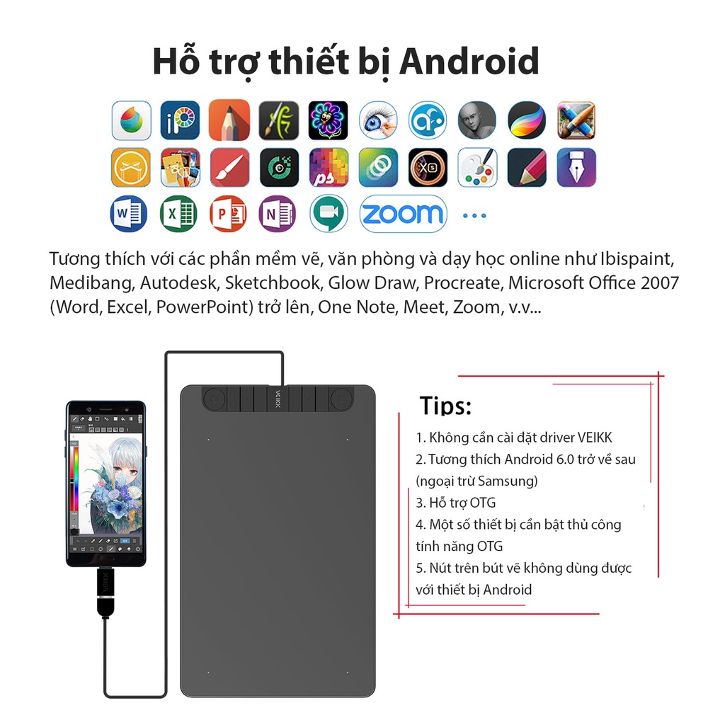 Bảng Vẽ Điện Tử VEIKK VK1060 PRO Android 2 Vòng Xoay Dial Đa Năng Cảm Ứng Nghiêng Mặt Nhám Mô Phỏng Giấy Vẽ