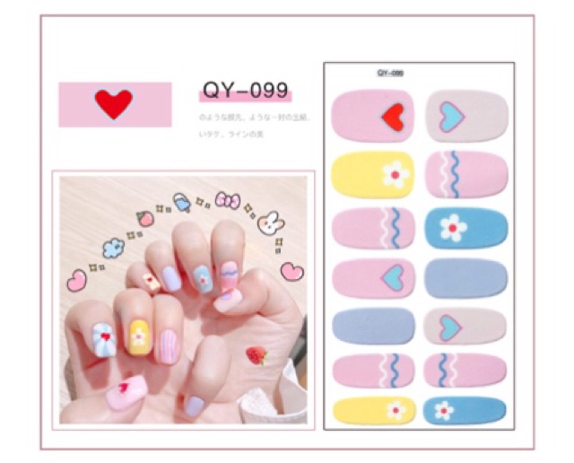 Miếng Dán Móng Tay Nghệ Thuật_Có Sẵn (12 Móng)_Mã QY070-107