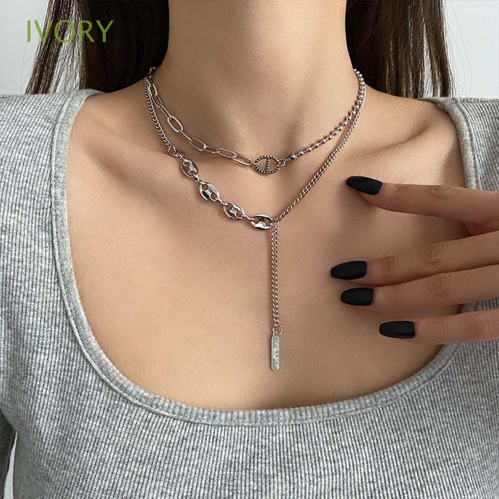 Vòng cổ Hợp Kim Mặt Vuông/Mũi Heo Kiểu Hàn Quốc Sáng Tạo Cho Nữ