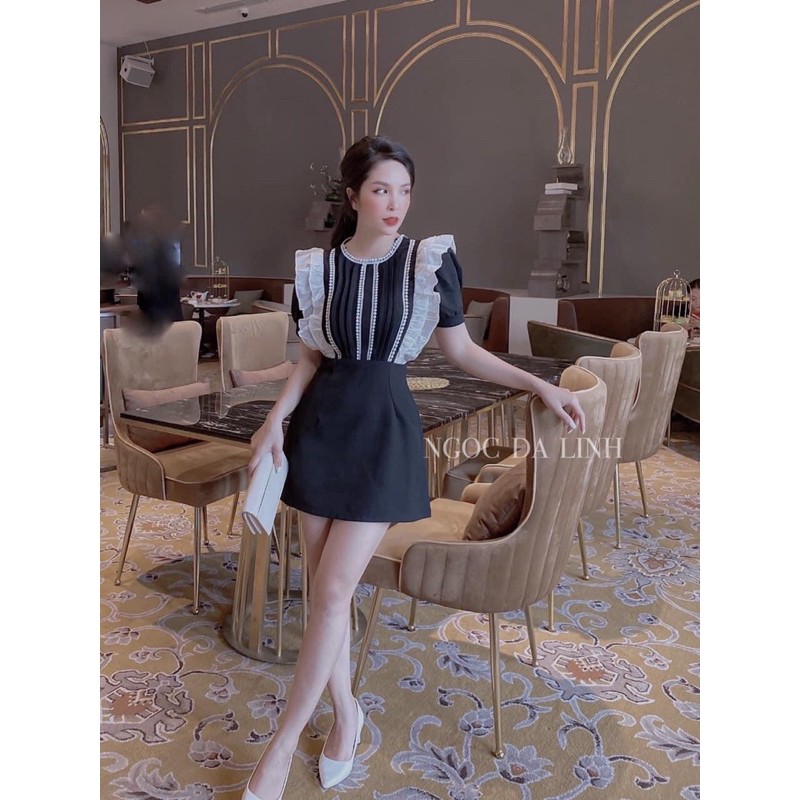[Hàng Đẹp] Váy Thiết Kế Đen Viền Bèo Trắng Dáng Ôm , Đầm Nữ Sang Trọng Có Ảnh Thật Kèm Video | BigBuy360 - bigbuy360.vn