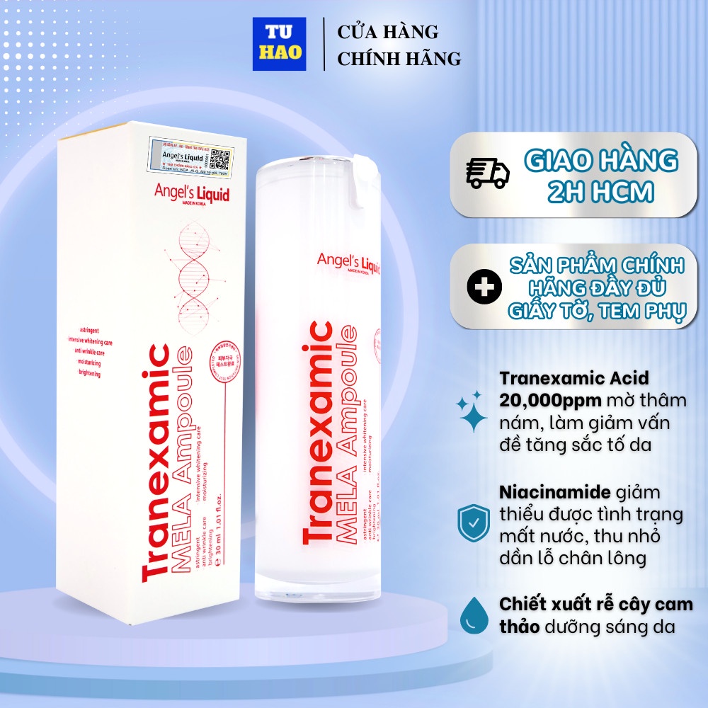 Siêu Tinh Chất Tranexamic Acid Mờ Nám Chuyên Sâu Angel's Liquid Mela Ampoule 30ml - Từ Hảo