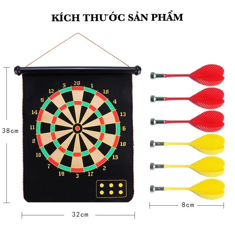 Bảng phóng phi tiêu, phi tiêu nam châm an toàn cho bé, đồ chơi giảm tress cho mọi lứa tuổi size 32x38cm - DOZKIDZ
