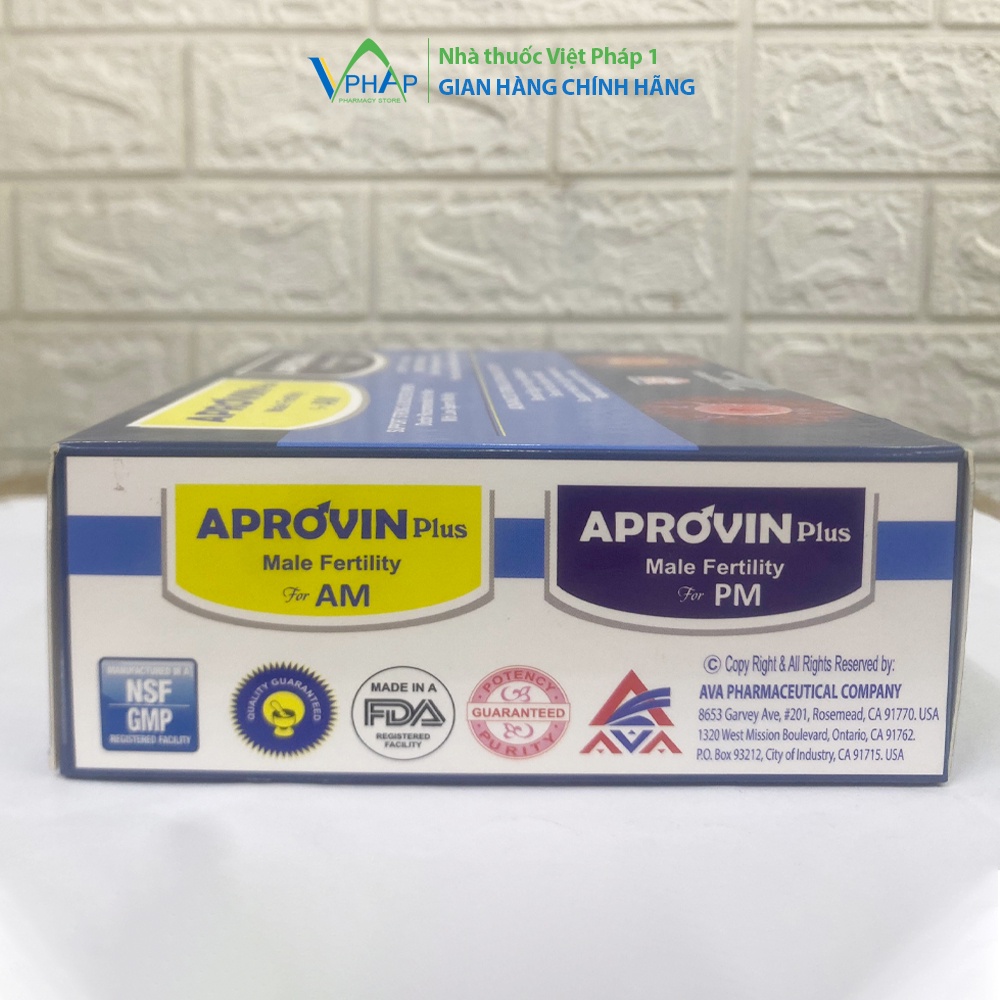 Aprovin Plus giúp cải thiện số lượng và chất lượng tinh trùng ở nam giới hộp 60 viên