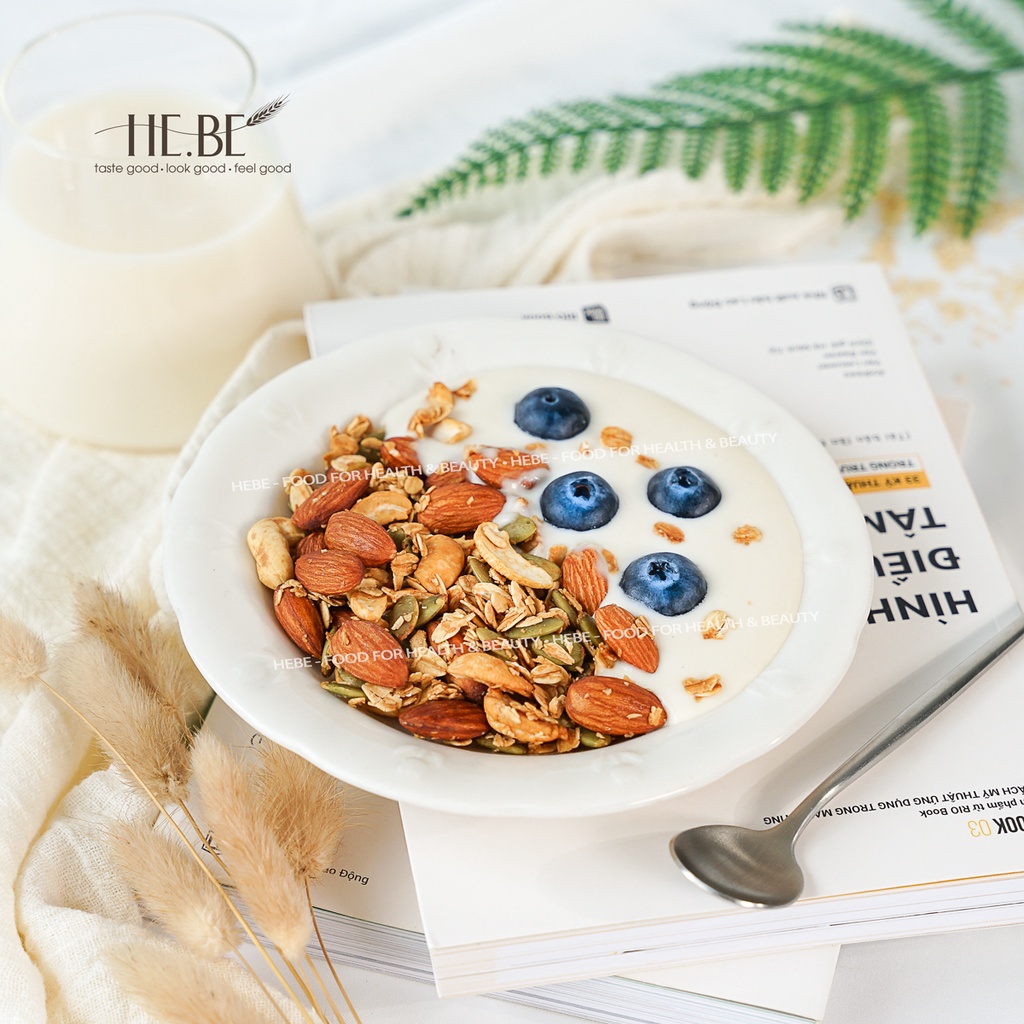 Granola KHÔNG NHO Ăn Kiêng HeBe Không Đường, Ngũ Cốc Ăn Kiêng Tự Nhiên