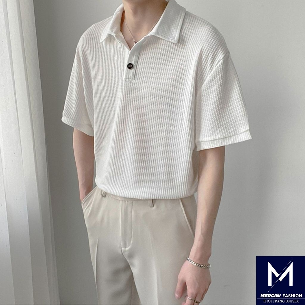 Polo Nam MERCINI áo thun nam bẻ cổ form rộng polo nam chống nhăn unisex cao cấp thời trang Hàn Quốc