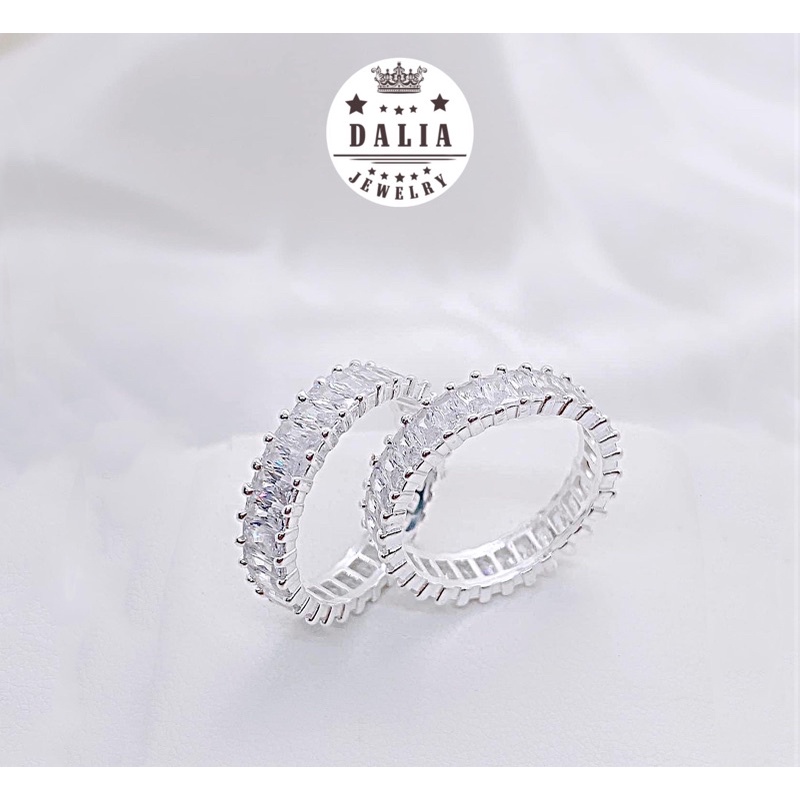 Nhẫn bạc ý DaLiA Jewelry full tràn viền đá cao cấp